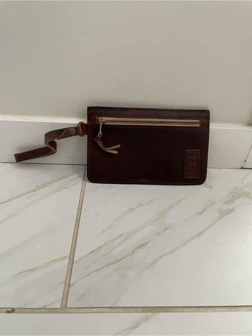 Portland Leather Dark Brown Adrianna Wristlet Clutch